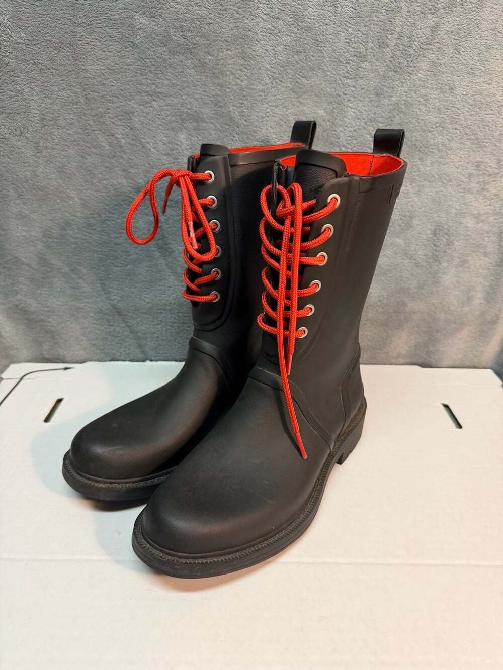 Rag & Bone Black Ansel Lace-Up Rubber Rain Boots